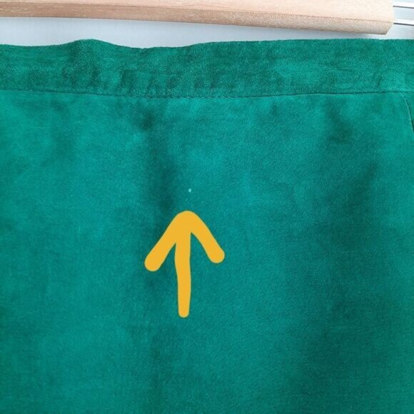 Vintage 100% Genuine Suede Leather Midi Pencil Skirt Green Sz M Flawed - Picture 6 of 16